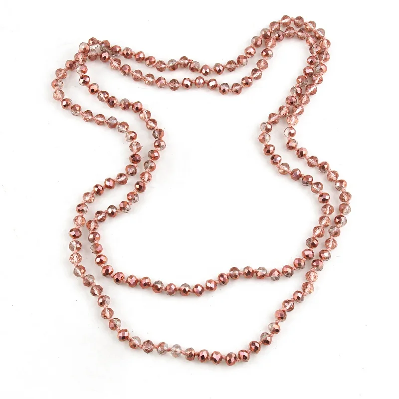 Women Simple 52 Color Fashion Cute 8mm 145-150 cm long knotted Rose Gold Double Wrap Necklace Crystal Glass Beads Necklace
Women Simple 52 Color Fashion Cute 8mm 145-150 cm long knotted Rose Gold Double Wrap Necklace Crystal Glass Beads Necklace