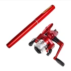 2PCS /SET pocket pen set aluminum alloy fishing rod With Metal fishing Reel Wheel mini portable telescoping folded