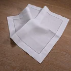 N002-20: White Linen Cotton Blend 20" x 20" Drawnwork Ladder Hemstitch Cloth Dinner Napkin