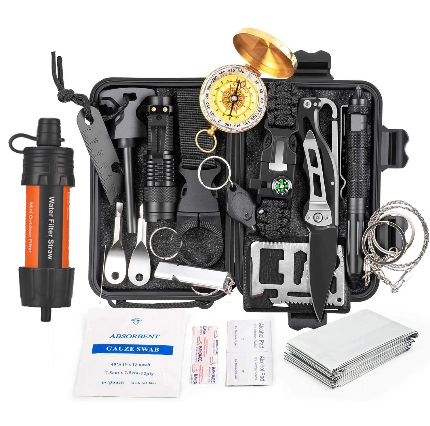 14 in 1 Survival Gear Sendersmo Amazon Gift Tactical Survival Tool Cars Camping Hiking Survie EDC Tool Emergency Survival Kit, Black
14 in 1 Survival Gear Sendersmo Amazon Gift Tactical Survival Tool Cars Camping Hiking Survie EDC Tool Emergency Survival Kit, Black