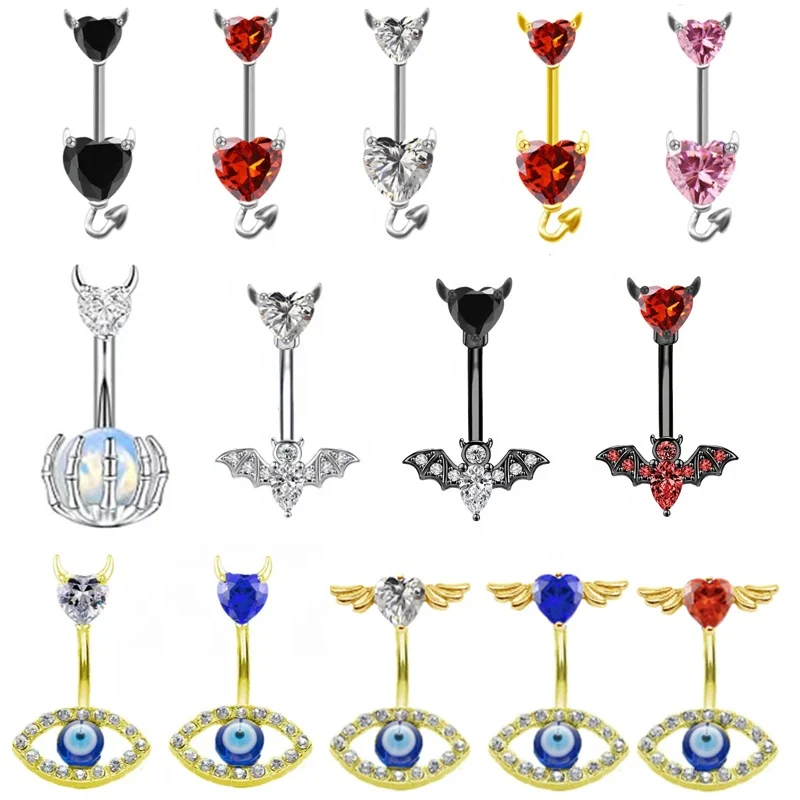 Gaby new design belly ring jewelry heart and evil eyes double mount belly piercing blue eyes belly ring body piercing, Silver/blue
Gaby new design belly ring jewelry heart and evil eyes double mount belly piercing blue eyes belly ring body piercing, Silver/blue