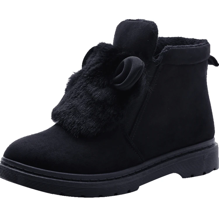Efficient collocation soft upper cute plush decoration black flat warm winter women's shoes, Customized color
Efficient collocation soft upper cute plush decoration black flat warm winter women's shoes, Customized color
