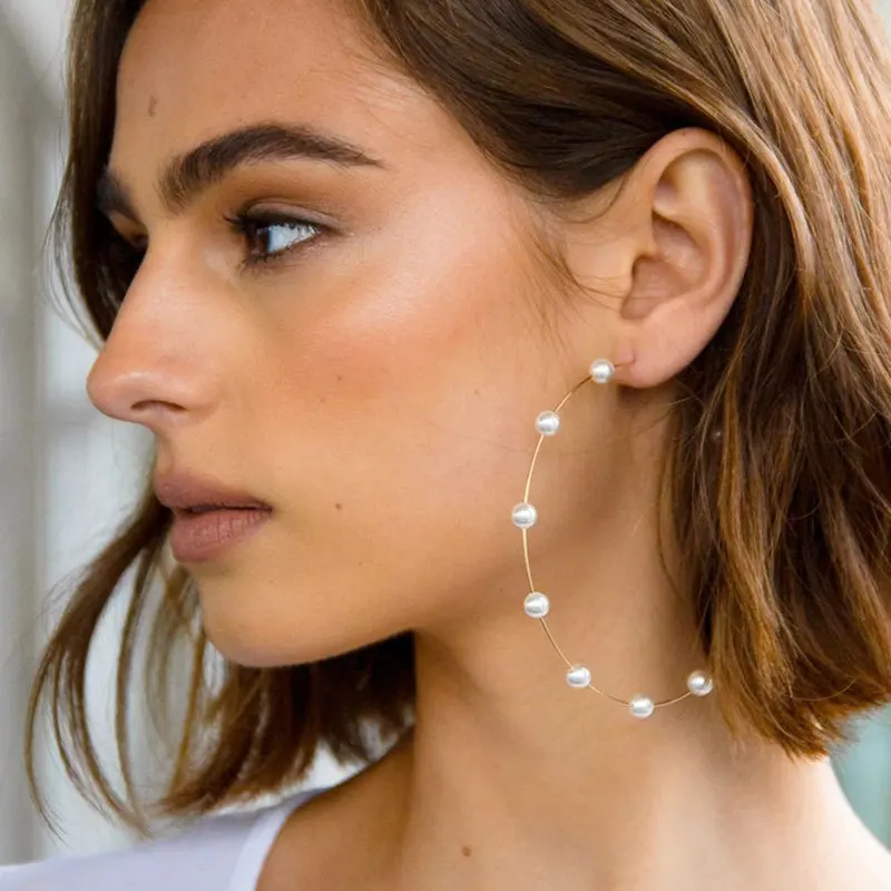 Hot Sales Trendy Gold Filled Big Circle Pearl Earrings Women Fashion Exaggerated Pearl Hoop Earrings Jewelry
Hot Sales Trendy Gold Filled Big Circle Pearl Earrings Women Fashion Exaggerated Pearl Hoop Earrings Jewelry
