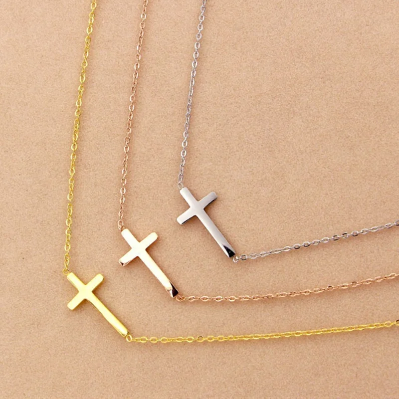 Wholesale Custom Minimalist Christian Jewelry Fashion 18K Gold Plated Small Stainless Steel Sideways Cross Pendant Necklace
Wholesale Custom Minimalist Christian Jewelry Fashion 18K Gold Plated Small Stainless Steel Sideways Cross Pendant Necklace