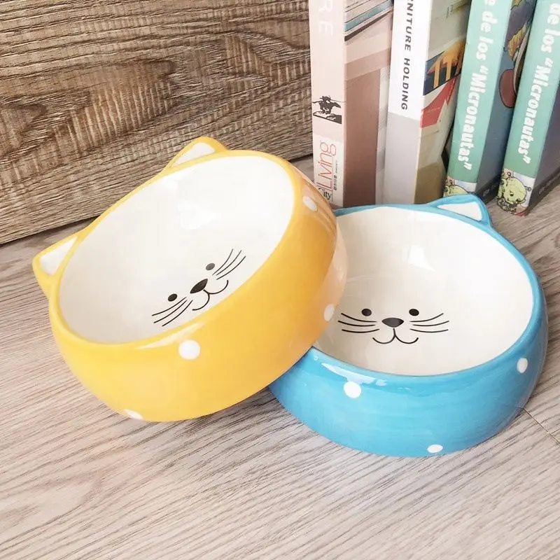 Cute Cartoon Cat Face Round Ceramic Pet Bowl Dog Pot Pet Drinking Bowl Food Feeder, Yellow blue
Cute Cartoon Cat Face Round Ceramic Pet Bowl Dog Pot Pet Drinking Bowl Food Feeder, Yellow blue