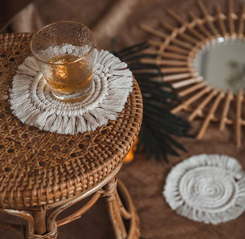 Pure Handmade 100% Cotton Macrame Placemats Round Cup Mat Braided Table Mats Cotton Rope Tassel Coaster, Beige
Pure Handmade 100% Cotton Macrame Placemats Round Cup Mat Braided Table Mats Cotton Rope Tassel Coaster, Beige