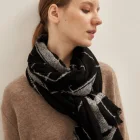 100% modern style Mongolian pure cashmere black scarf for women in spring autumn winter
