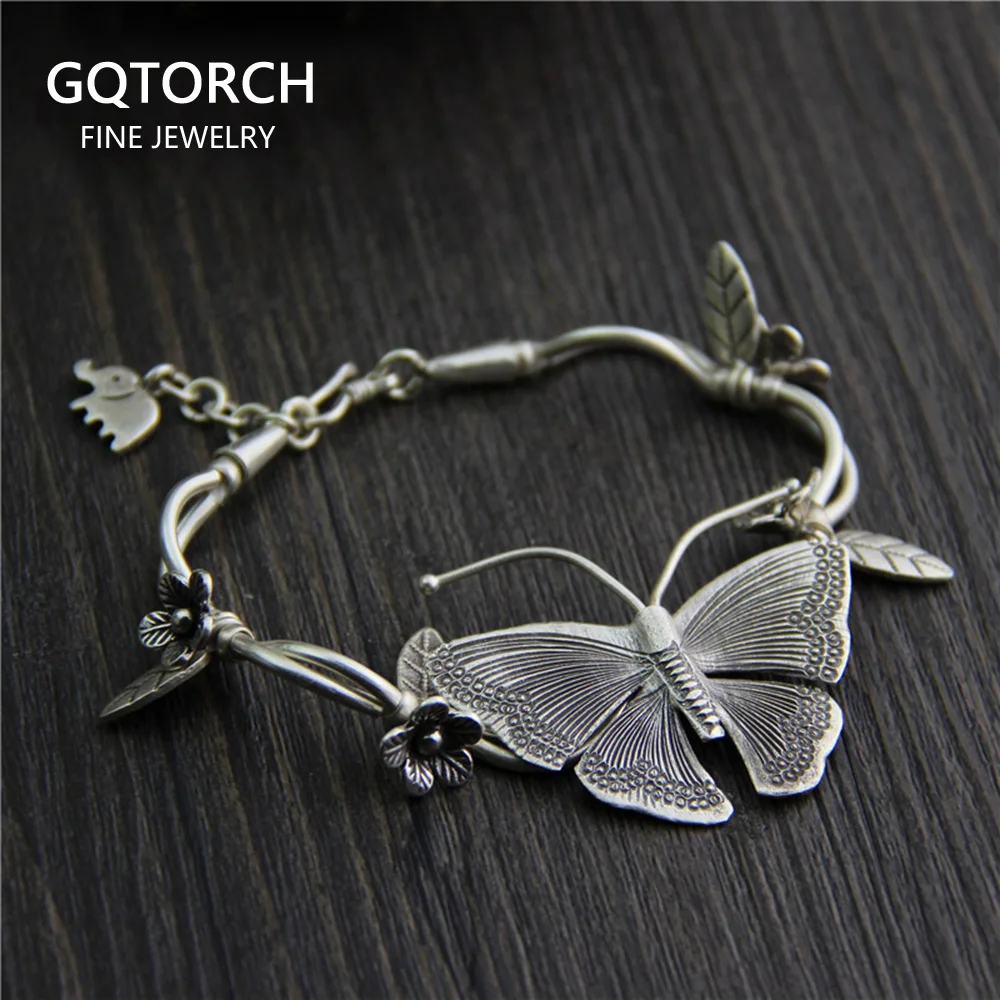 Handmade Real 925 Sterling Silver Bracelets For Women Butterfly And Flower Vintage Ethnic Style Personalized Bracelet
Handmade Real 925 Sterling Silver Bracelets For Women Butterfly And Flower Vintage Ethnic Style Personalized Bracelet