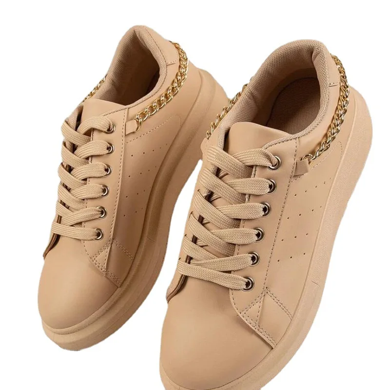 New Foreign Trade Large Size Sponge Cake Bottom Metal Chain Casual Sports Board Shoes Shallow Mouth Single Shoes, White brown purple
New Foreign Trade Large Size Sponge Cake Bottom Metal Chain Casual Sports Board Shoes Shallow Mouth Single Shoes, White brown purple