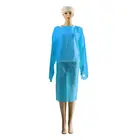 10 Pack Medium Size Premium Plastic Material Regular, Blue Disposable Universal Isolation Gown with Cuff Tie