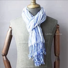 Spring Woven Scarf With Stripes Big Polyester Shawl For Men