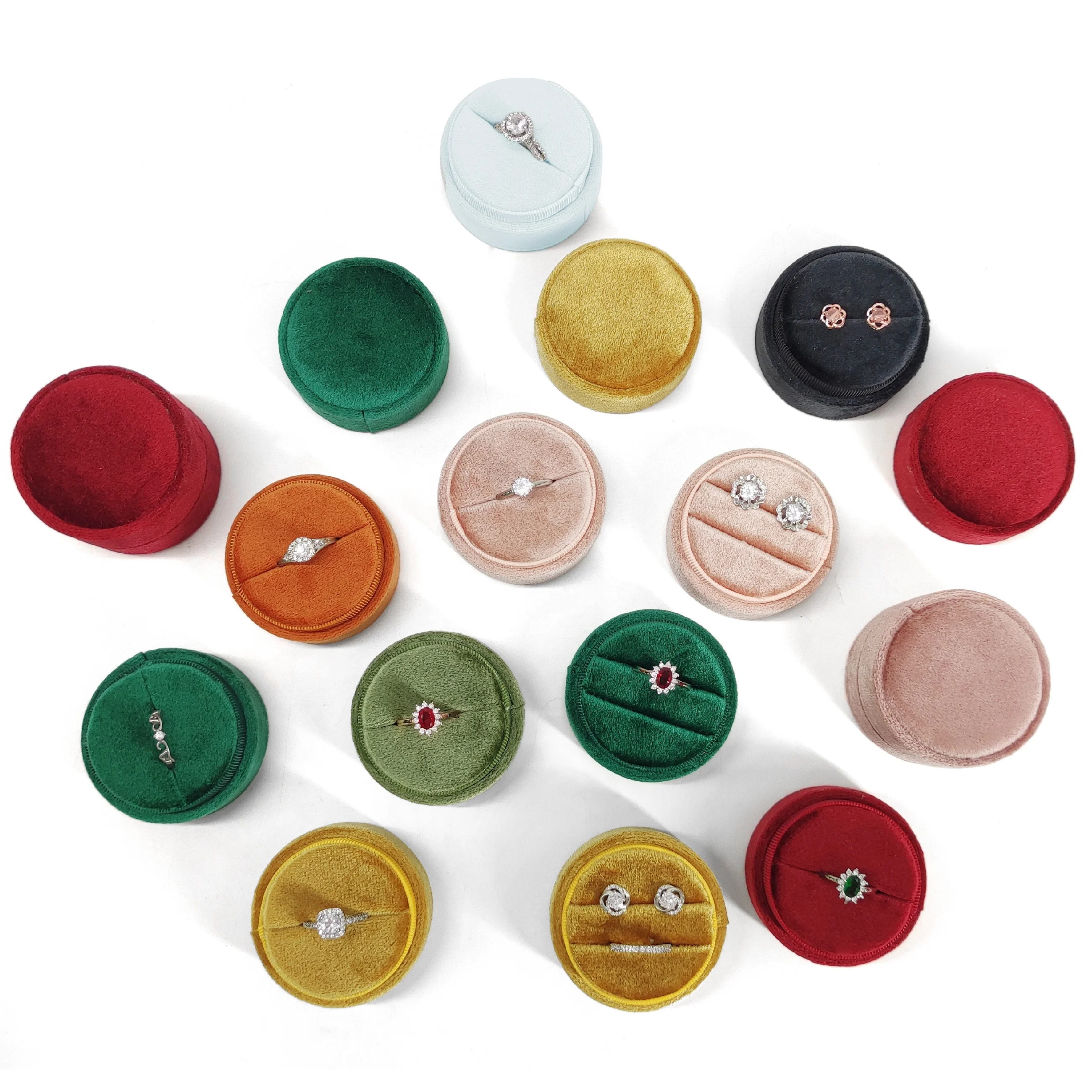 Manufacturer spot creative high-end wedding round velvet ring box single ring double ring jewelry box LOGO custom
Manufacturer spot creative high-end wedding round velvet ring box single ring double ring jewelry box LOGO custom