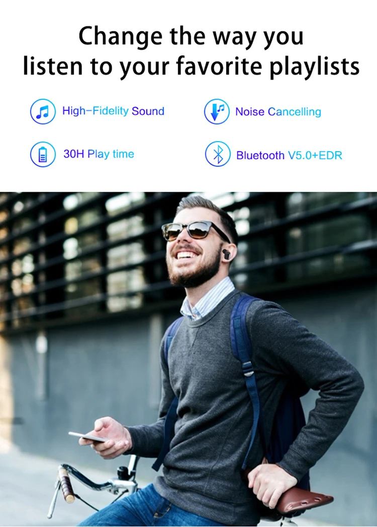 ture wireless portable music bluetooths earphone - ANKUX.COM