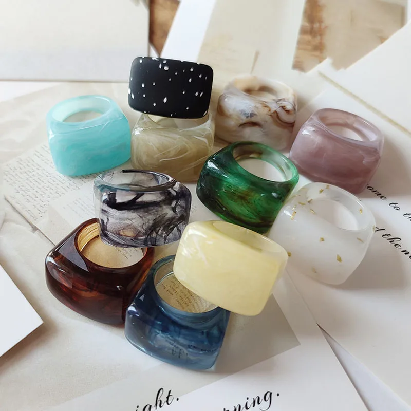 European New Arrival Colorful Transparent Acrylic Marble Pattern Ring Width Tortoise Square Resin Finger Ring, As picture show
European New Arrival Colorful Transparent Acrylic Marble Pattern Ring Width Tortoise Square Resin Finger Ring, As picture show