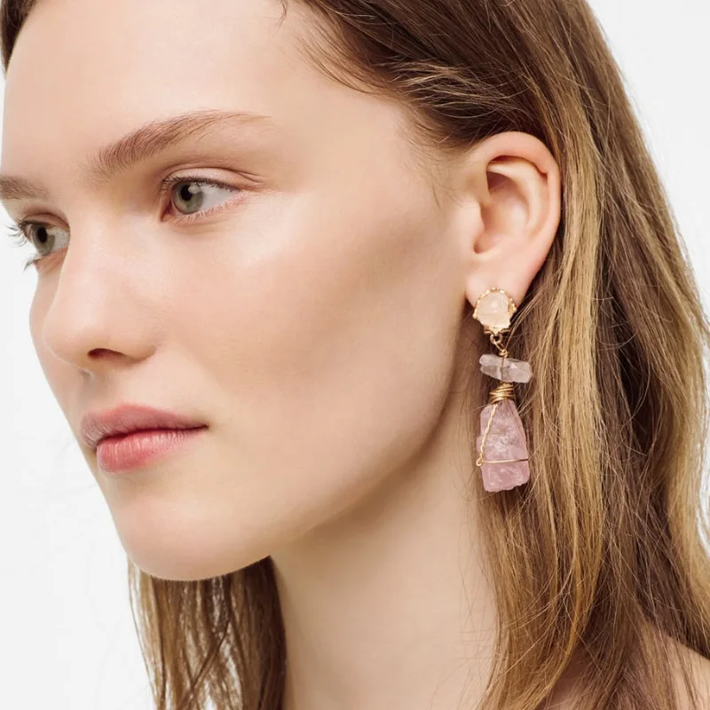 HOVANCI Sweet Pink Stone Charm Dangle Earrings Handmade Pink Stone Pendants Drop Earrings For Girls
HOVANCI Sweet Pink Stone Charm Dangle Earrings Handmade Pink Stone Pendants Drop Earrings For Girls