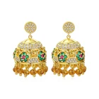 LUOTEEMI Zirconia Tassel New Designs Gold Jhumka Earring New Design Gold Jhumka Earrings