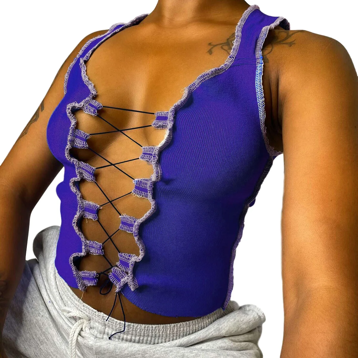 2020 new arrivals summer fashion Knitted sleeveless contrast color Bandage women knitted ladies cami top tank top stitch tops, As picture
2020 new arrivals summer fashion Knitted sleeveless contrast color Bandage women knitted ladies cami top tank top stitch tops, As picture