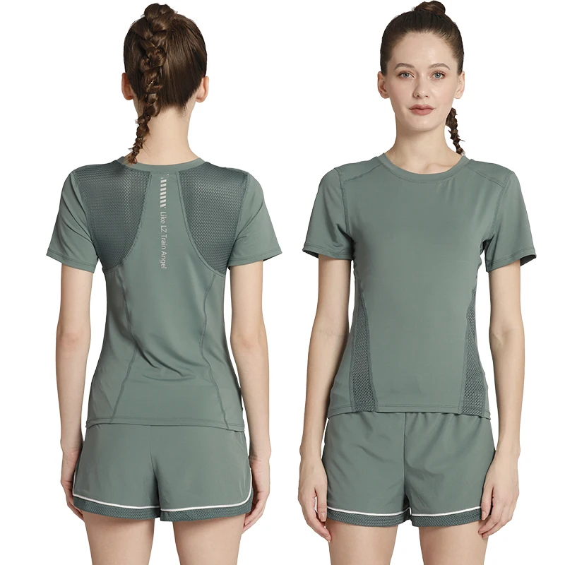 Wholesale Custom Women Push Up Green Purple Yoga Fitness Short Sleeve Top with Side Mesh Running Gym Sportswear for Girls
Wholesale Custom Women Push Up Green Purple Yoga Fitness Short Sleeve Top with Side Mesh Running Gym Sportswear for Girls