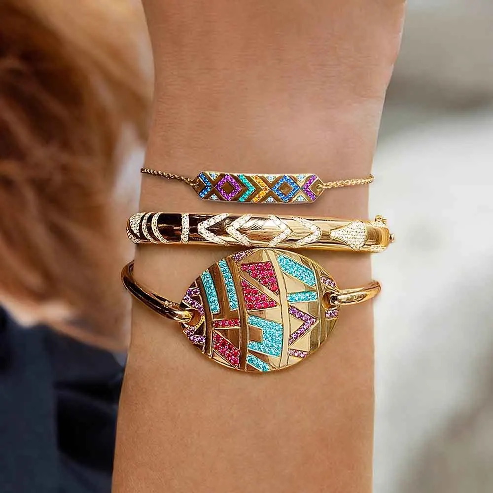 Vintage Retro Style Colorful Crystal Rhinestone Adjustable Bracelet Luxury Folkways Boho Tribe Rainbow Geometric Bracelet
Vintage Retro Style Colorful Crystal Rhinestone Adjustable Bracelet Luxury Folkways Boho Tribe Rainbow Geometric Bracelet