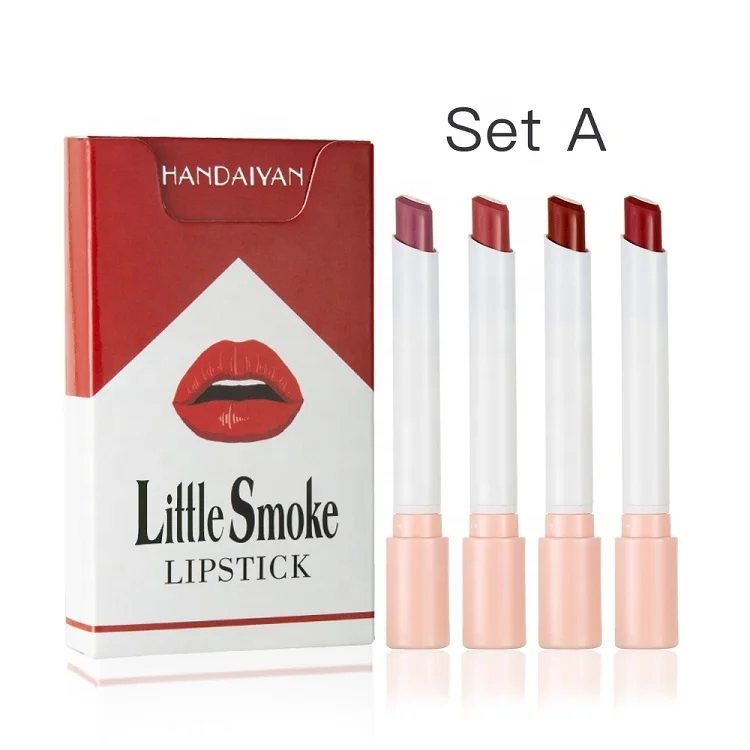 Wholesale New Creative Cigarette 4 Color Set Smoke Packing Longlasting Waterproof Matte Lipstick
Wholesale New Creative Cigarette 4 Color Set Smoke Packing Longlasting Waterproof Matte Lipstick
