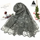 S20 New scarf Solid embroider scarves and linen plain scarves fashion Lace long shawl popular muslim soft hijabs Hot Sale