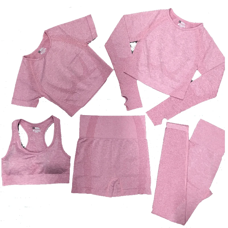 Seamless Yoga Suit Women's Sports Underwear Bra Short Sleeve Shorts Long Sleeve Fitness Pants Point 5 pieces set
Seamless Yoga Suit Women's Sports Underwear Bra Short Sleeve Shorts Long Sleeve Fitness Pants Point 5 pieces set