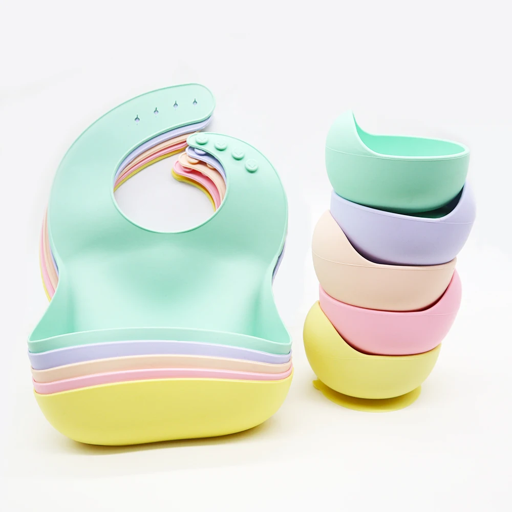 wholesale toddler feeding baby silicone suction bowl with spoon and feeding bib set, 8 colors
wholesale toddler feeding baby silicone suction bowl with spoon and feeding bib set, 8 colors