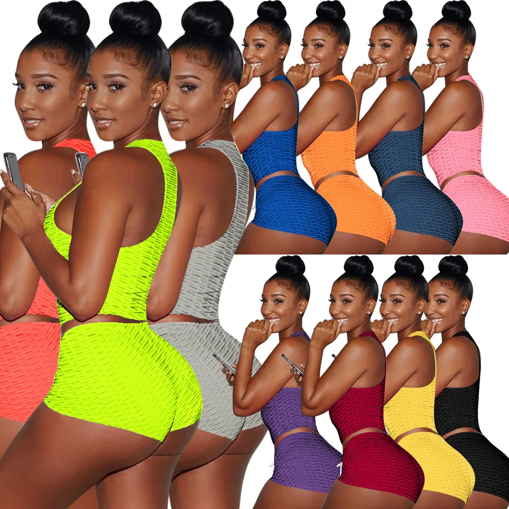 Womens Clothing 2021 New Summer Sleeveless Round Neck Solid Color Bubble Yoga Sports 2 Piece Short Set, Black, blue,yellow
Womens Clothing 2021 New Summer Sleeveless Round Neck Solid Color Bubble Yoga Sports 2 Piece Short Set, Black, blue,yellow