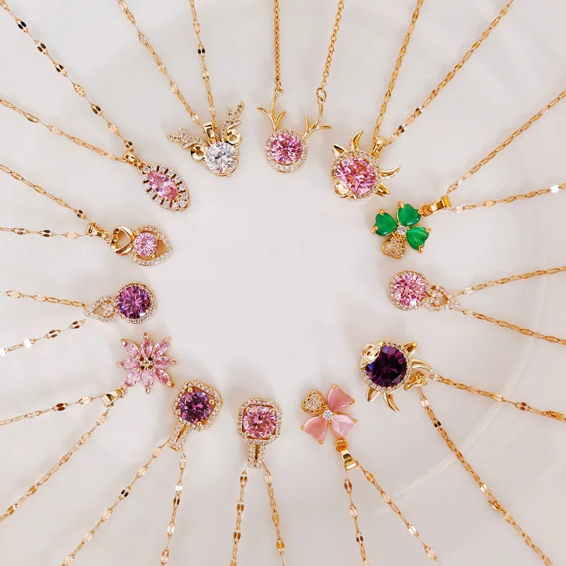 Titannium Stainless Steel Zircon Pendant Necklace Gold Plated Pendants 18K Jewelry Heart Flower Clavicle Chain Crystal Necklaces, Colors
Titannium Stainless Steel Zircon Pendant Necklace Gold Plated Pendants 18K Jewelry Heart Flower Clavicle Chain Crystal Necklaces, Colors