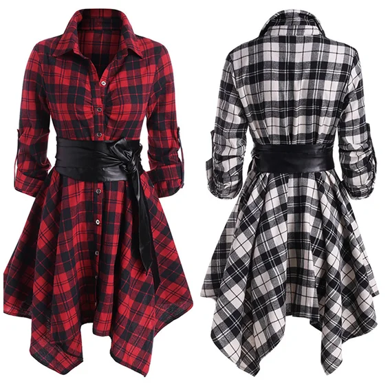 2022 New retro plaid button waistband women dress Spring long sleeve patchwork irregular shirt ladies sexy club dresses
2022 New retro plaid button waistband women dress Spring long sleeve patchwork irregular shirt ladies sexy club dresses