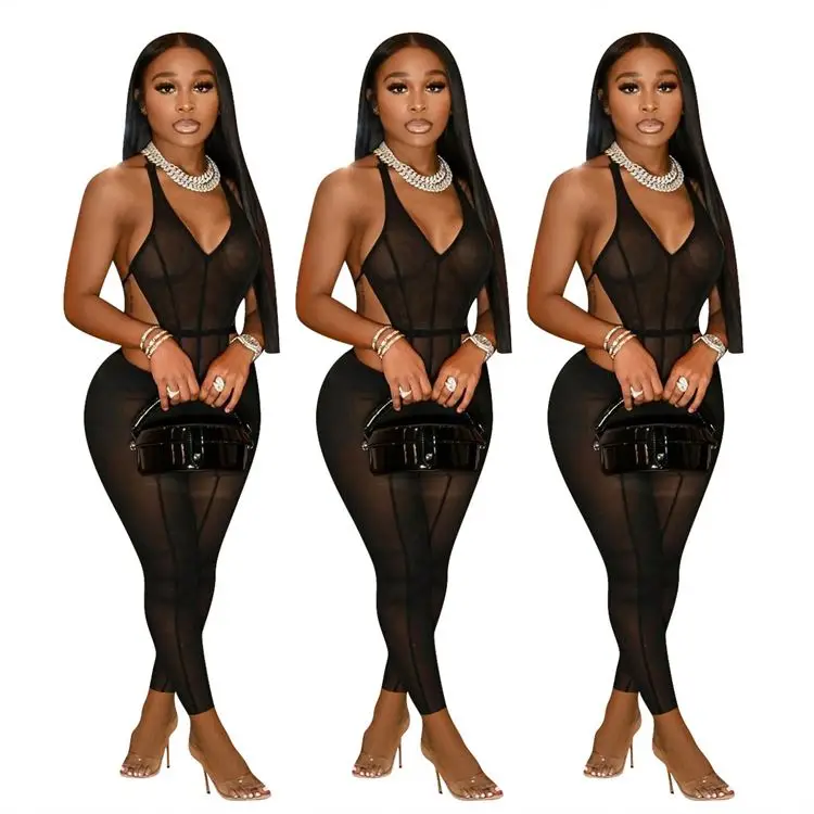 MOEN Good Quality Sexy Black Tulle Backless Jumpsuit Summer Night Club Bodycon Women Jumpsuits
MOEN Good Quality Sexy Black Tulle Backless Jumpsuit Summer Night Club Bodycon Women Jumpsuits