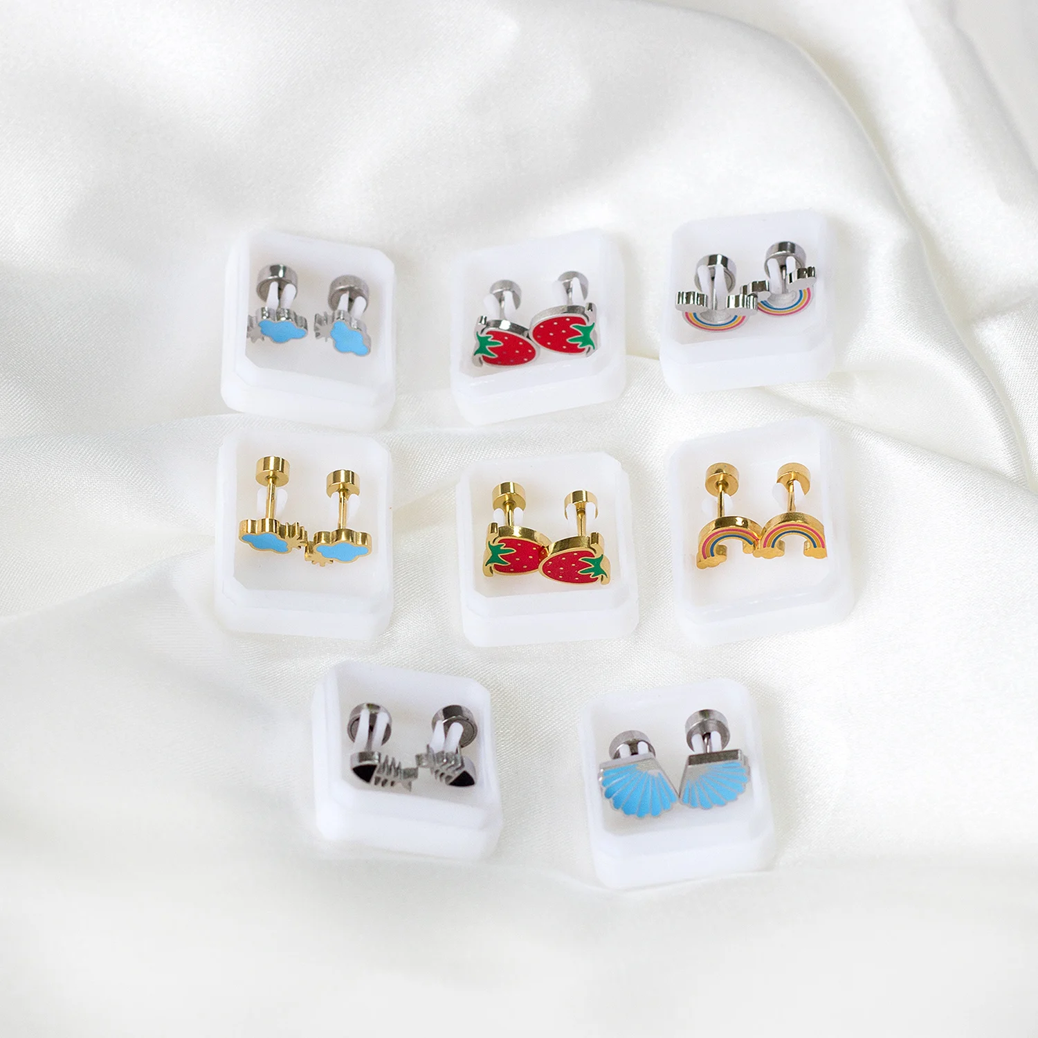 

Baby Earrings Gold Plated Stainless Steel Small Cute Screw Back Anti-allergic Jewelry for Girls, Gold/silver available