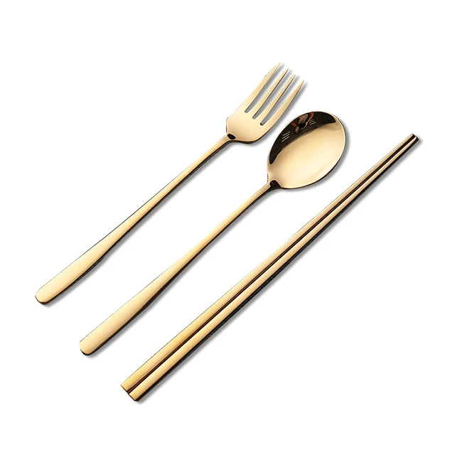 Stainless steel 304 Korean spoon fork chopsticks portable set of 3 set of gold plated spoon fork chopsticks
Stainless steel 304 Korean spoon fork chopsticks portable set of 3 set of gold plated spoon fork chopsticks