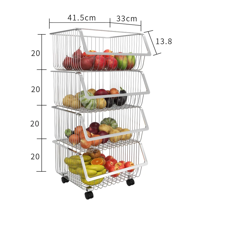 Multi-layer 304 Stainless Steel Kitchen Floor Fruit And Vegetable Storage Rack, Silver
Multi-layer 304 Stainless Steel Kitchen Floor Fruit And Vegetable Storage Rack, Silver