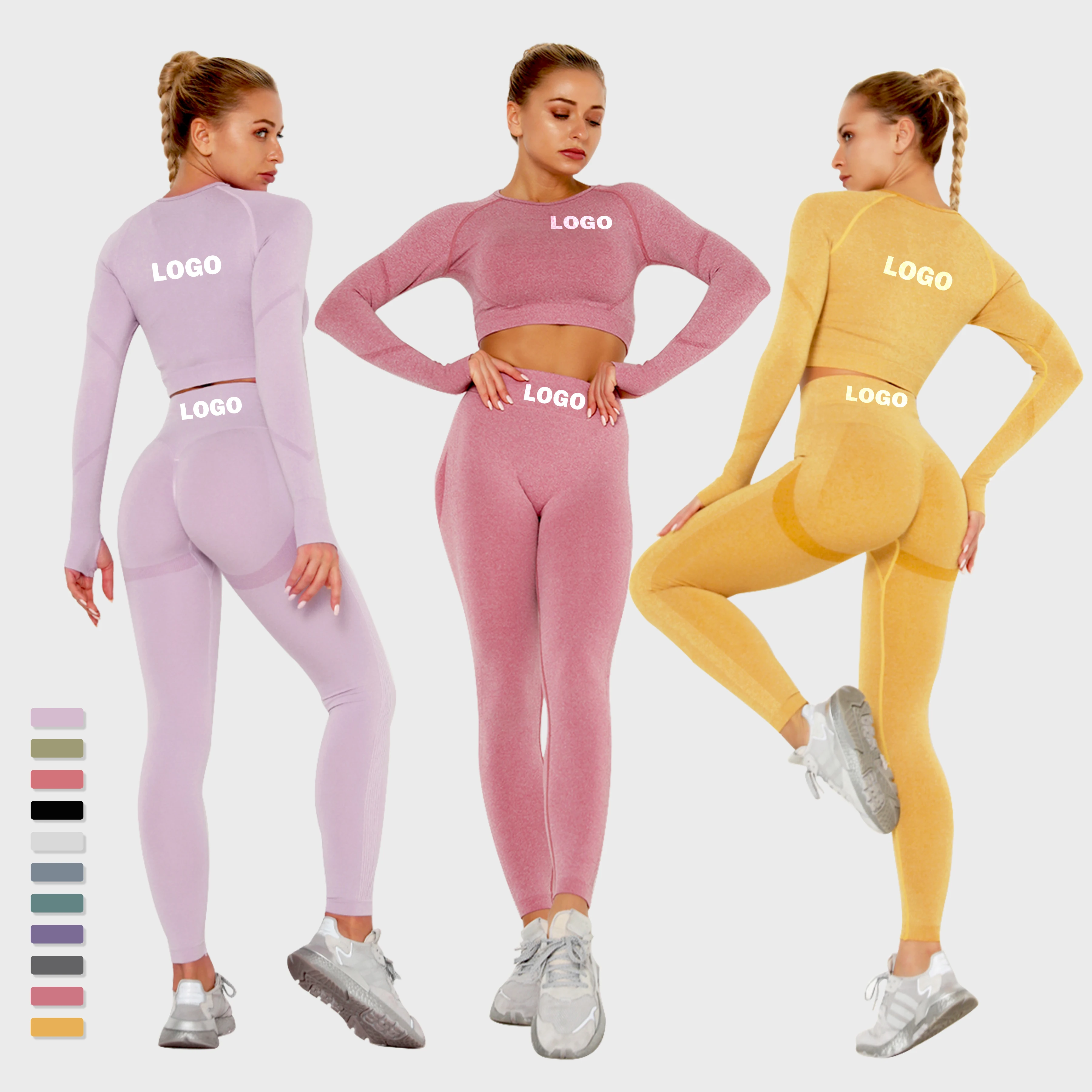 Fashion Women Long Sleeve Tops Yoga Leggings Set Solid Colors Long pants Yoga Suits
Fashion Women Long Sleeve Tops Yoga Leggings Set Solid Colors Long pants Yoga Suits