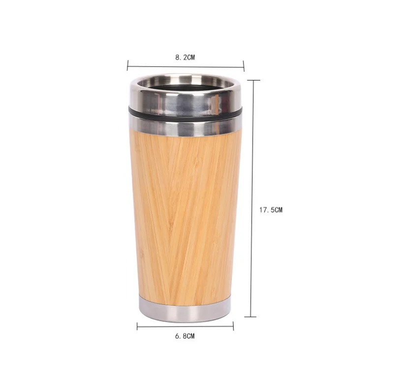 

New design BPA free Non-leak double wall bamboo coffee cup Stainless Steel Vacuum Tumbler Thermos Insulated Bamboo Water Bottle, Customized color