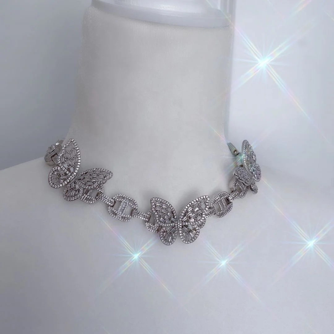 New arrived iced out bling baguette cz open link chain bling bling butterfly charm hip hop ice women necklace high quality, Black
New arrived iced out bling baguette cz open link chain bling bling butterfly charm hip hop ice women necklace high quality, Black