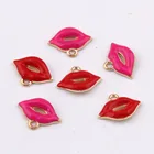 shiny gold enamel lip metal charm pendant