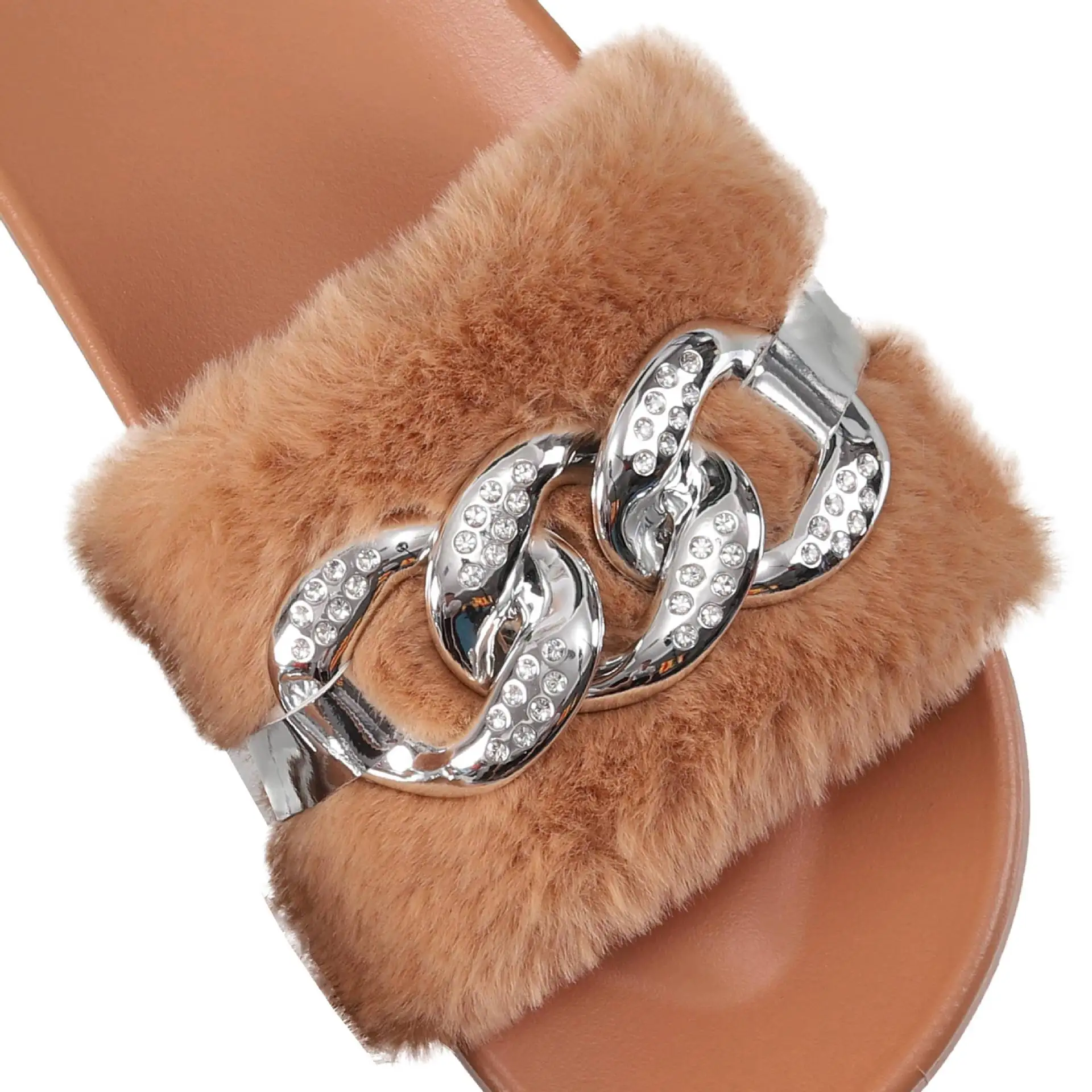 Lady Fluffy Slip-on Slippers Outdoor Flat Flip Flops Cozy Faux Fur Open Toe Fashionable Mental Slides for Winter, As pictures
Lady Fluffy Slip-on Slippers Outdoor Flat Flip Flops Cozy Faux Fur Open Toe Fashionable Mental Slides for Winter, As pictures