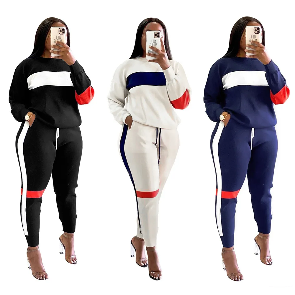 Europe and America Big Size Fall Striped Tracksuit Women 2 Piece Training Jogger Hoodie Sweatsuit, Black, white , dark blue
Europe and America Big Size Fall Striped Tracksuit Women 2 Piece Training Jogger Hoodie Sweatsuit, Black, white , dark blue