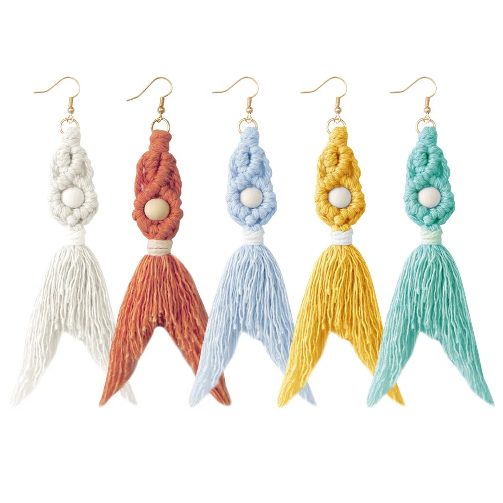New Hand-woven Earrings Female Tassel Pendant Earrings Rope Braided Ethnic Style Ear Hook
New Hand-woven Earrings Female Tassel Pendant Earrings Rope Braided Ethnic Style Ear Hook