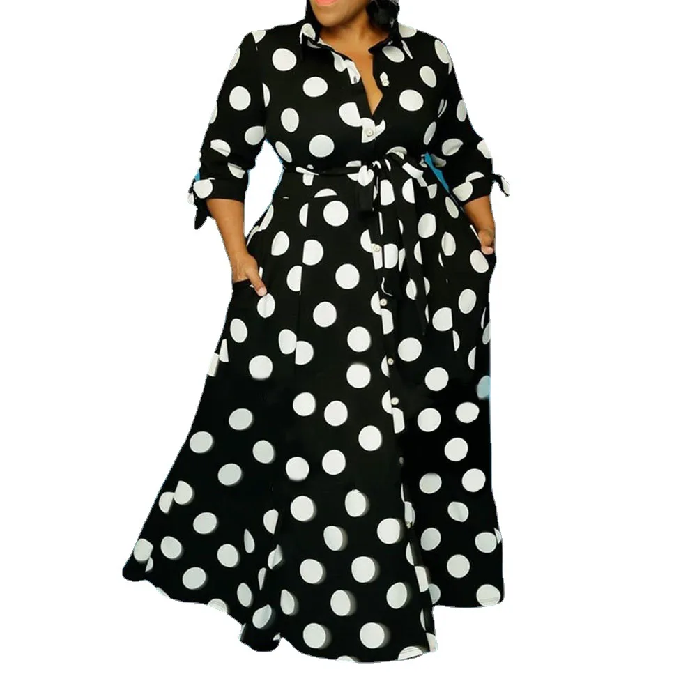 Printed DOT clothes Turn-down Collar A-Line fat women womens plus size dresses clothing Causal, Customized color
Printed DOT clothes Turn-down Collar A-Line fat women womens plus size dresses clothing Causal, Customized color