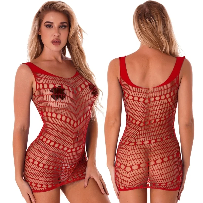 Womens Hollow Out Fishnet Lingerie Dress See-through Mesh Sleeveless Mini Dresses Sleepwear
Womens Hollow Out Fishnet Lingerie Dress See-through Mesh Sleeveless Mini Dresses Sleepwear