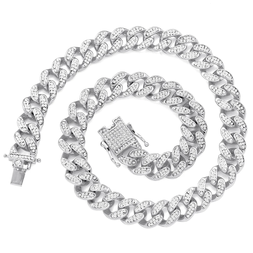 13mm Iced Out Cuban Link Chain Necklace Hip hop Jewelry Choker Rose Gold Silver Color Rhinestone Clasp for Mens Women Necklaces
13mm Iced Out Cuban Link Chain Necklace Hip hop Jewelry Choker Rose Gold Silver Color Rhinestone Clasp for Mens Women Necklaces