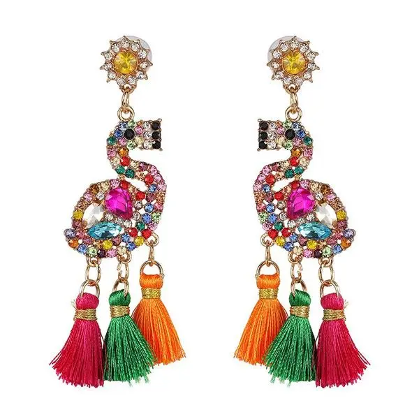 Flamingo Earrings Tassel Long Section With Diamonds Women's Earrings Female Earrings, Golden
Flamingo Earrings Tassel Long Section With Diamonds Women's Earrings Female Earrings, Golden