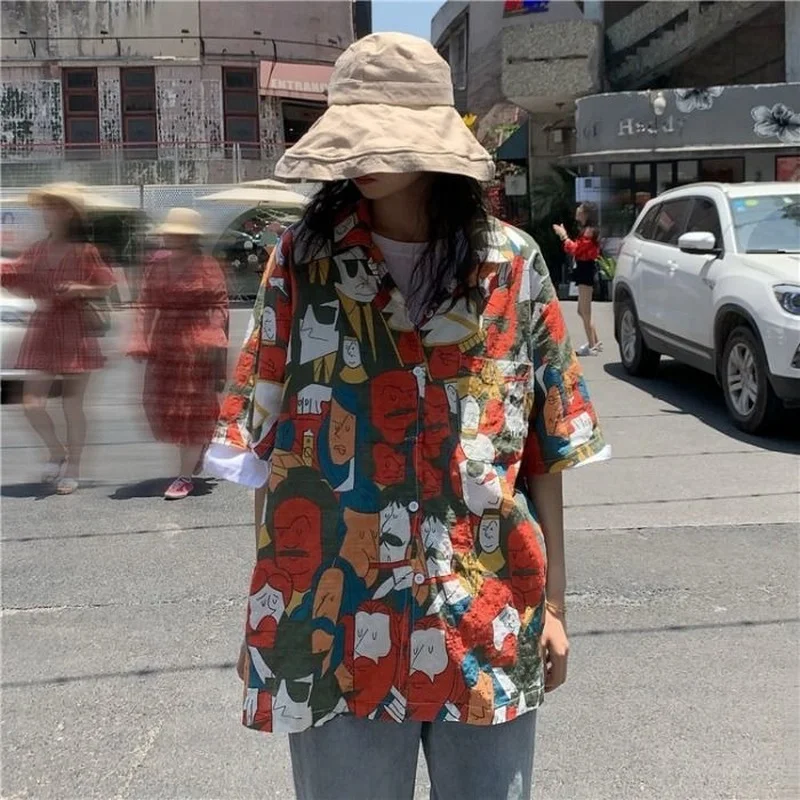 Summer Vintage Shirt Oversize Harajuku Short Sleeve Cardigan 90s Aesthetic Korean Fashion Anime Hippie Blouse Women
Summer Vintage Shirt Oversize Harajuku Short Sleeve Cardigan 90s Aesthetic Korean Fashion Anime Hippie Blouse Women