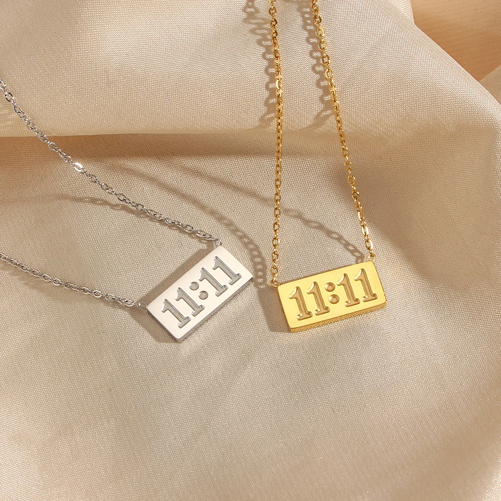 New Arrival Women Jewelry 11:11 Pvd 18K Gold Plated Plain Square Number Pendant Necklace Design Stainless Steel Necklace
New Arrival Women Jewelry 11:11 Pvd 18K Gold Plated Plain Square Number Pendant Necklace Design Stainless Steel Necklace