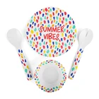 SwanTableware Premium Melamine Salad Bowl Set with Spoon and Fork for Fruit Snacks Soup or Pasta