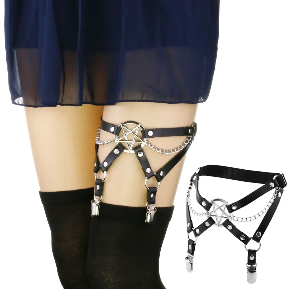 New Personalized Temperament Sexy Gothic Star Leather Thigh Ring Stage Performance Chain Elastic Garter, 16 colors to choosing
New Personalized Temperament Sexy Gothic Star Leather Thigh Ring Stage Performance Chain Elastic Garter, 16 colors to choosing