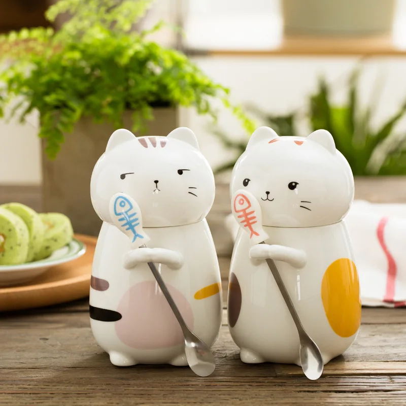 Wholesale Cartoon Cute 3D Cat Ceramic Mug 400ml Ceramic Water Coffee Mug with Fish Bone Spoon and Lid, White
Wholesale Cartoon Cute 3D Cat Ceramic Mug 400ml Ceramic Water Coffee Mug with Fish Bone Spoon and Lid, White